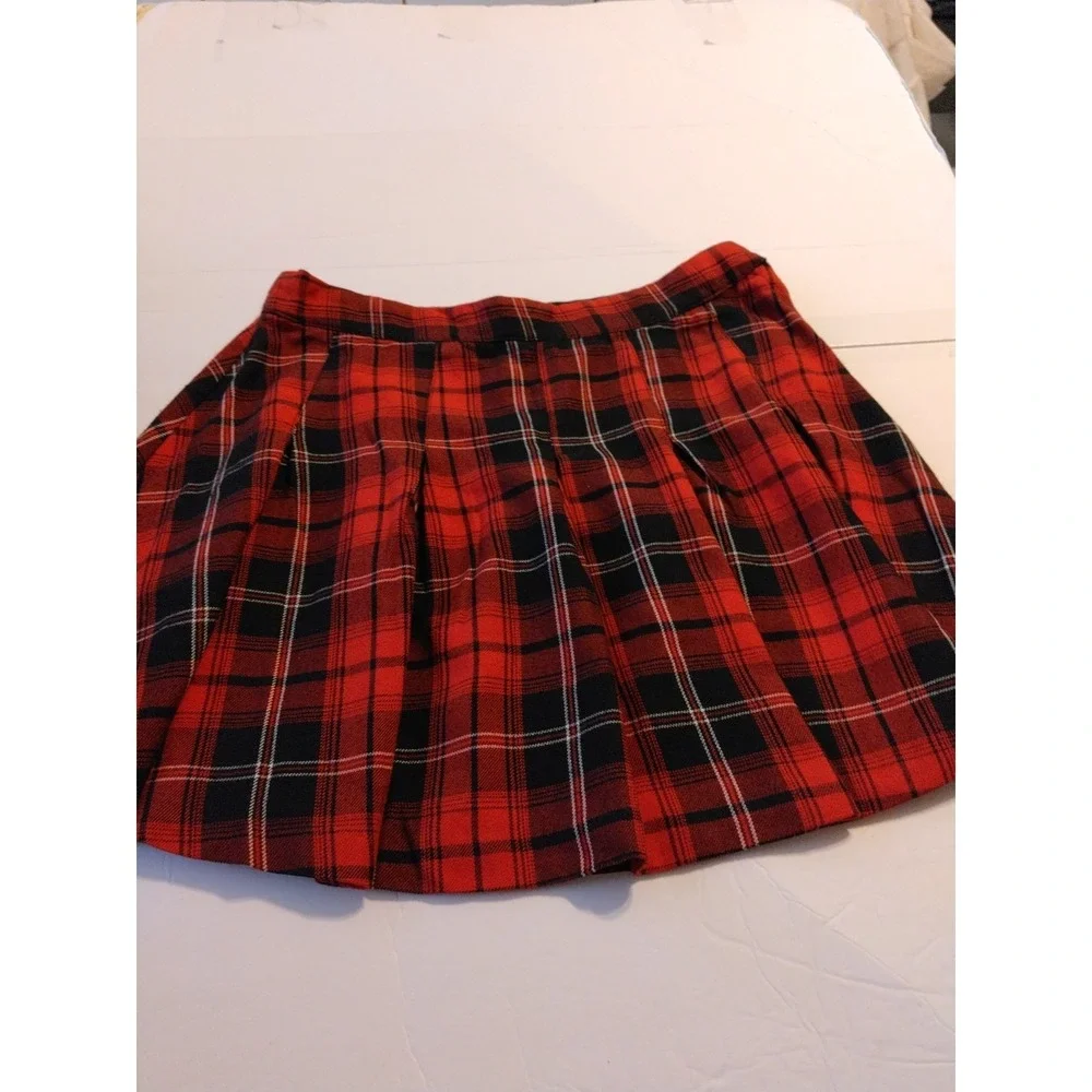 Womens Pleated Plaid Mini Skirt 8 Y2K Grunge Punk Preppy Academia 90s Mall Goth